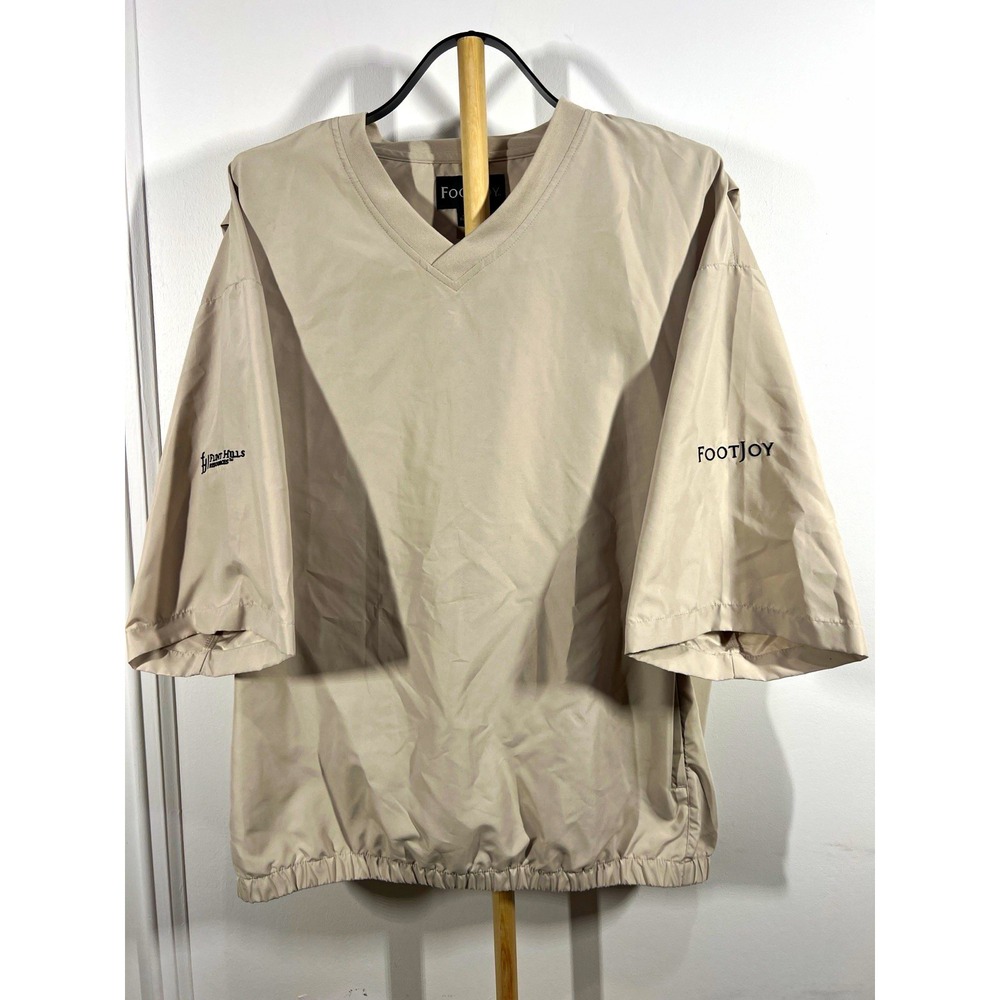 FootJoy Golf Windshirt Mens XL Beige Tan V Neck Short Sleeve Pullover FJ